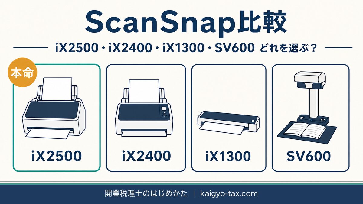 ScanSnap現行4機種比較 iX2500・iX2400・iX1300・SV600の選び方