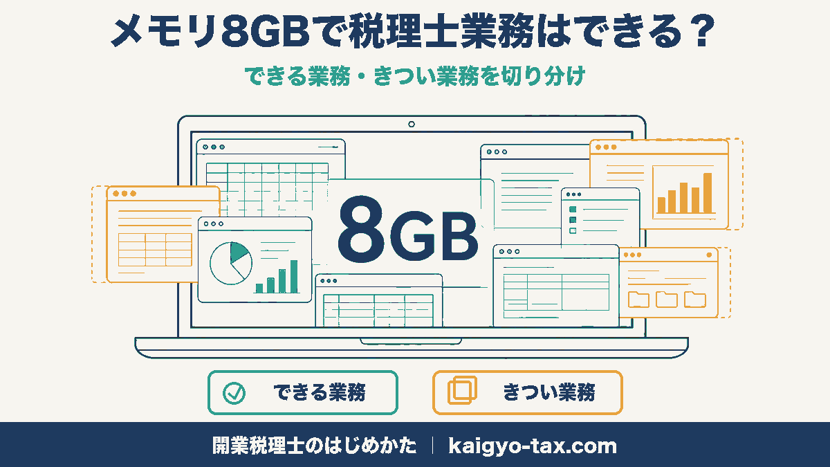 メモリ8GBで税理士業務はできるかを解説する記事のアイキャッチ