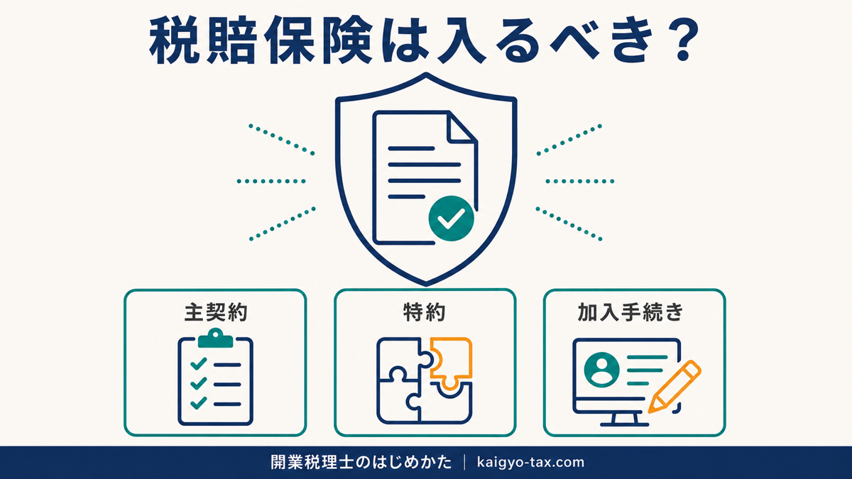 税賠保険への加入判断を表す盾と書類の図解